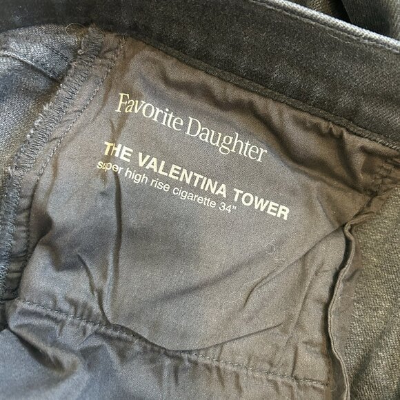 FAVORITE DAUGHTER Valentina Super High Rise Tower Jeans in Black Women's Size 29 - Picture 8 of 13